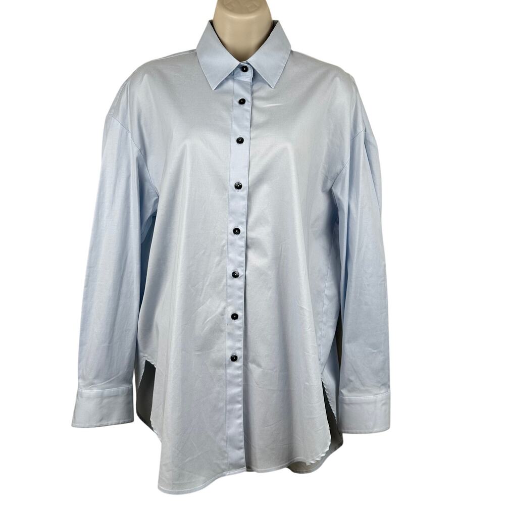 Mother Oxford Women’s Oversized Button Down Shirt Light Blue Cotton Size 3 or Lg